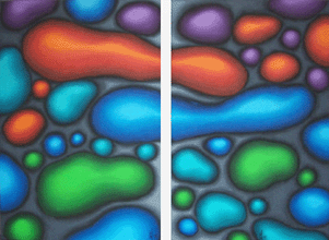 Organic series abstract diptych - a early formative work