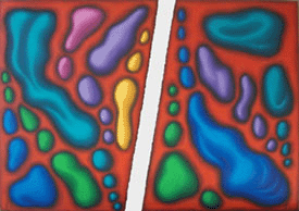 Abstract irregular diptych in strong colours!