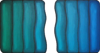 Gradation of colours from green to blue on 2 irregular Canvas Panels. Can be hung in variety of ways!