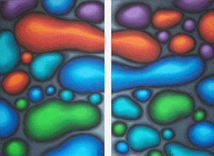 Organic series abstract diptych - an early formative work