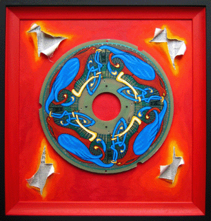 Technology painting with Celtic Bird motif on Circular PCB, Acrylic on Canvas