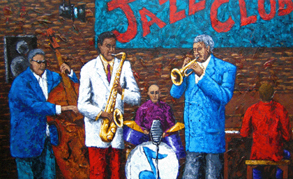 Jazz Club Quintet, Acrylic on Canvas Panel